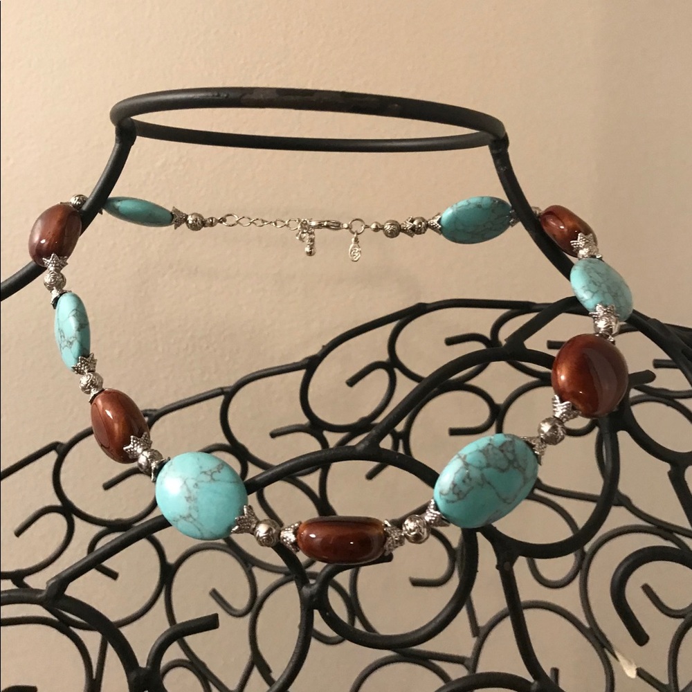 Stone Turquoise & Brown Jewelry Necklace